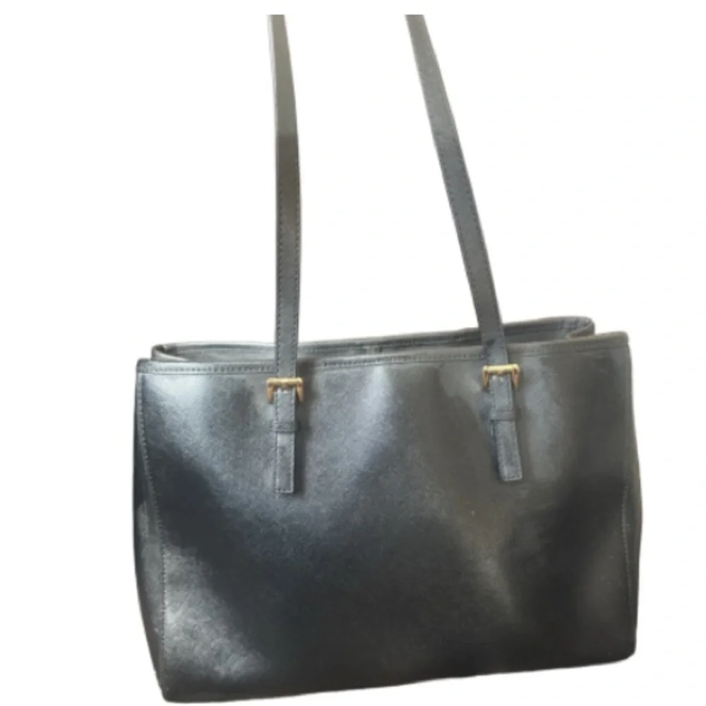 Michael Kors Jet set trade large leather  Black Tote with Gold Details - Picture 3 of 13